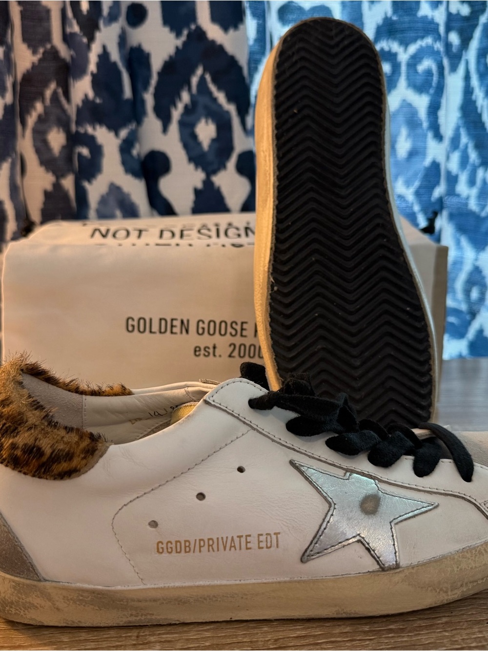 Golden Goose White Leather Sneakers with Leopard Heel - Private EDT